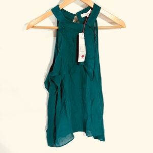 Parker Teal Jade Green Ruffle Sleeveless Top Blouse NWT